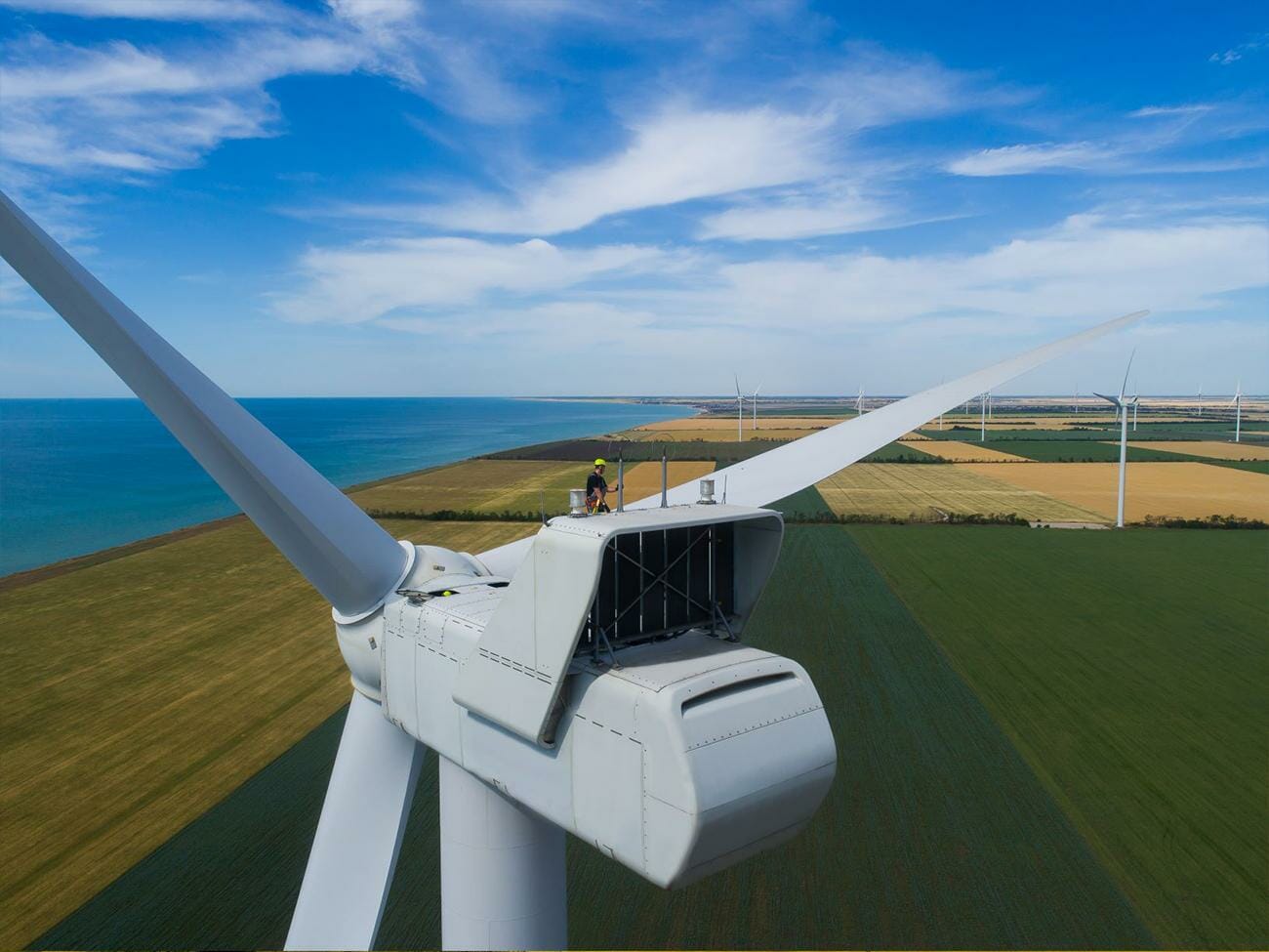 The first wind turbine of the Tylihul Wind Powerplant.