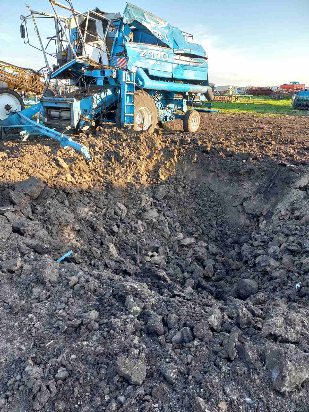 Damaged agricultural machinery. Photo provided by community management