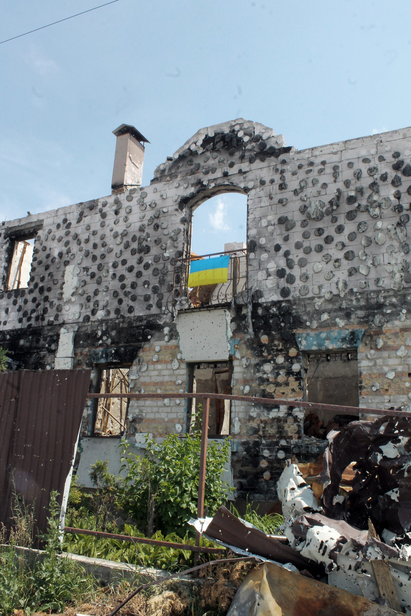 Destroyed residential building in the village of Zalissia/