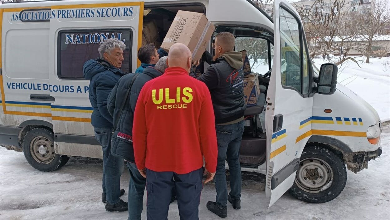 Humanitarian aid for the local hospital from ULIS, a French humanitarian organization