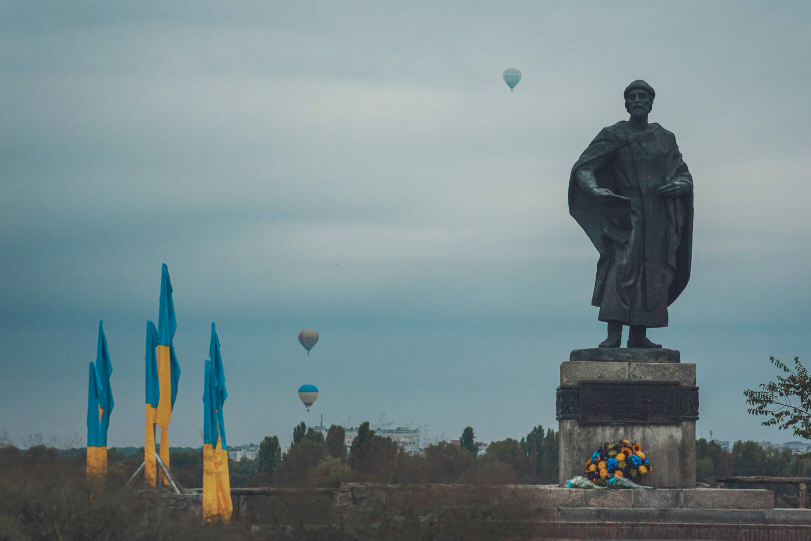 Monument to Yaroslav the Wise, the founder of the town.