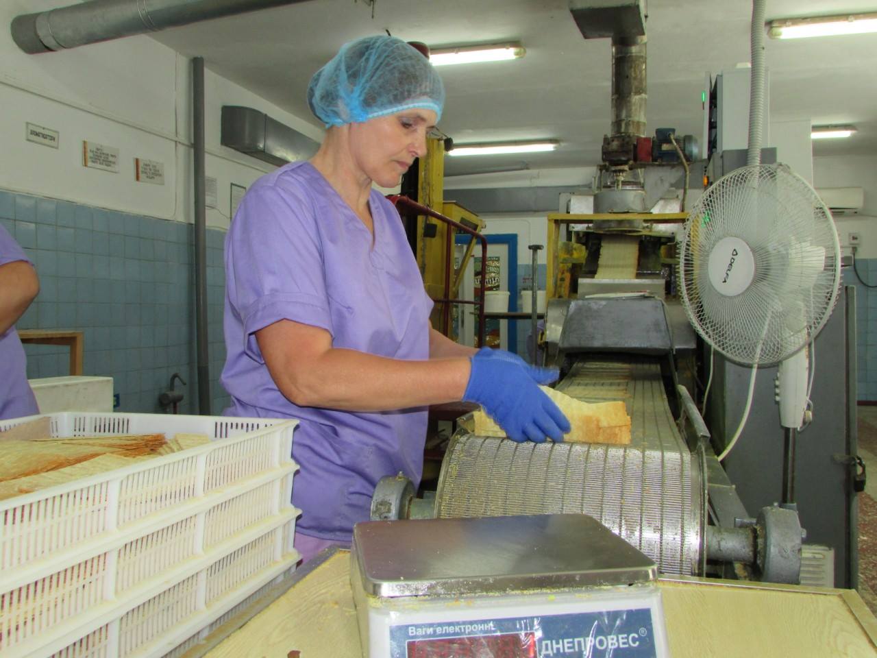 Production of wafer chips at the Shpola food factory