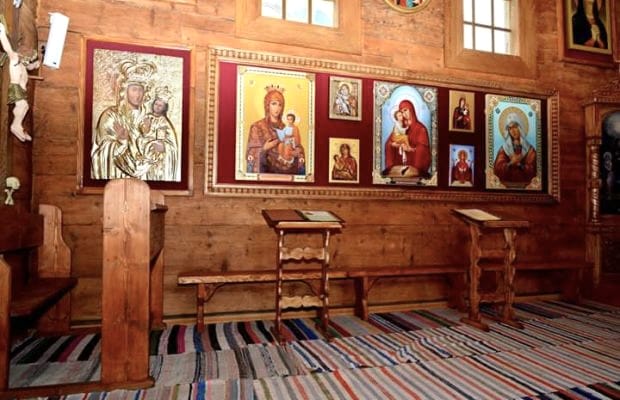 Museum of icons of the Holy Mother of God in a wooden church