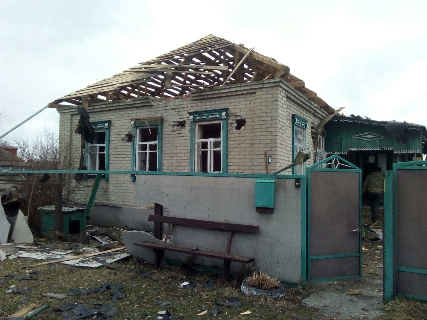 Mutilated house during the occupation by Russian troops 