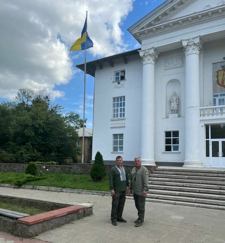 Deputy Head of Mykolaivka Town Military Administration Volodymyr Proskunin and Deputy Head of Mykolaivka Town Military Administration Dmytro Tereshchenko
