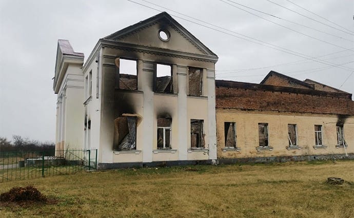 The Culture Centre in Ivanivka near Chernihiv, which was destroyed by the invaders in 2022