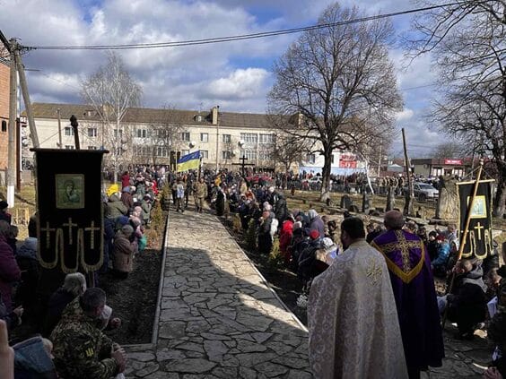 Residents of the Community bidding farewell to the fallen Soldier of the Armed Forces of Ukraine