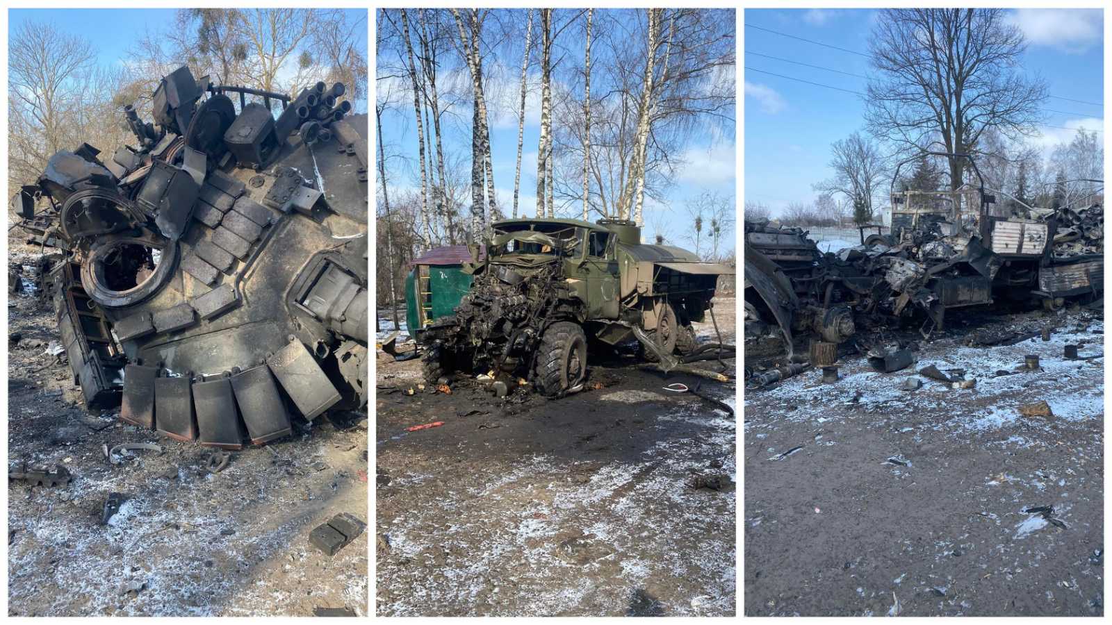 Destroyed russian military vehicles in the territory of the Community