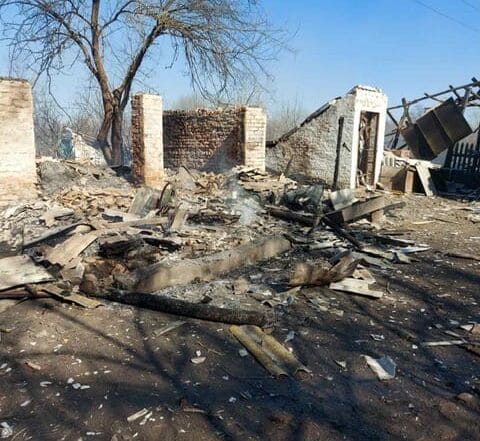 Destroyed private houses of residents due to enemy shelling by the Russian Federation
