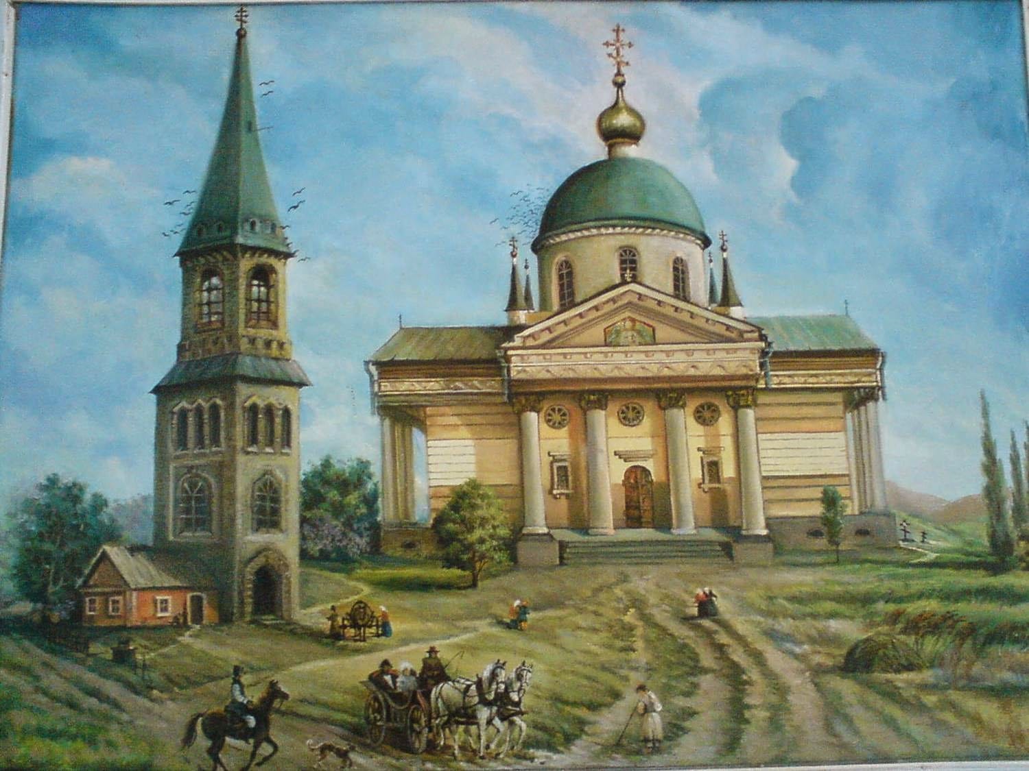 The Holy Ascension Church - photo from a painting by local artist A.L. Kasyan