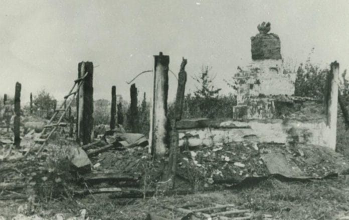 Ruins of the town of Koryukivka, 1947