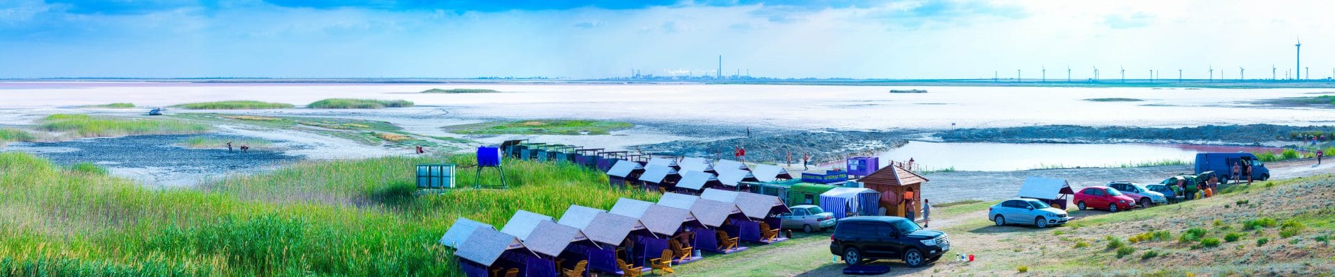 View of Lemurian Lake, equipped houses for tourists