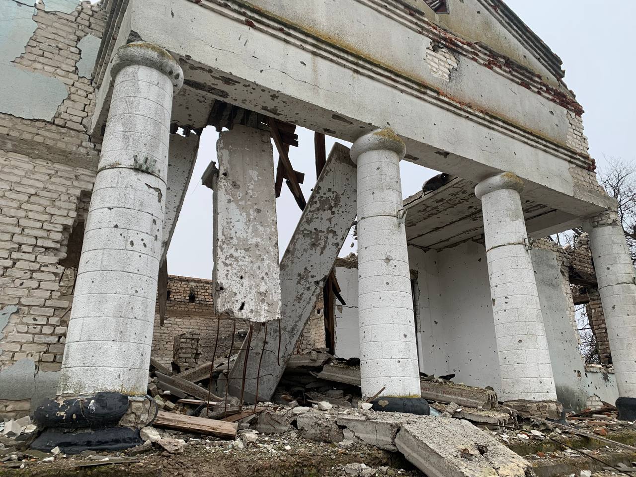 The ruined building of the Zalyman Culture Centre