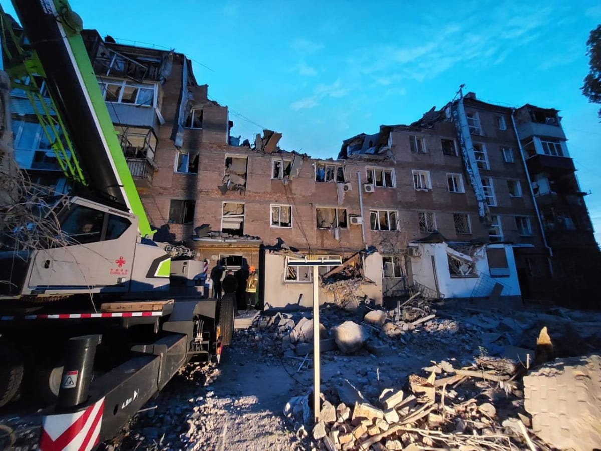 Destruction in the city of Mykolaiv