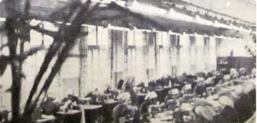 Historical photo of a sewing factory