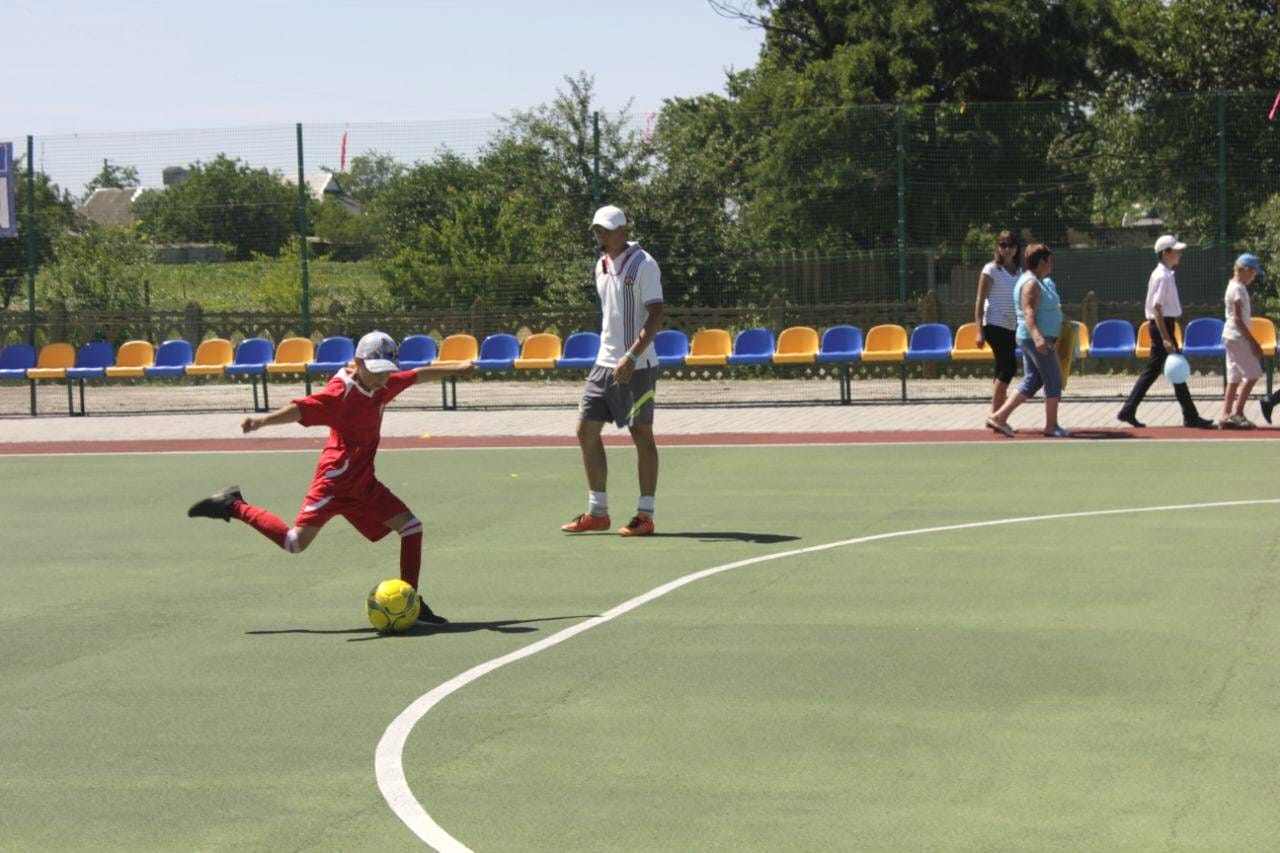 The football field on the territory of the Verkhniy Rohachyk base institution of comprehensive general secondary education