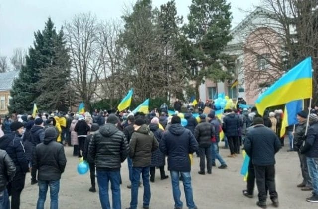 Patriotic actions in March 2022 in the settlement of Verkhniy Rohachyk