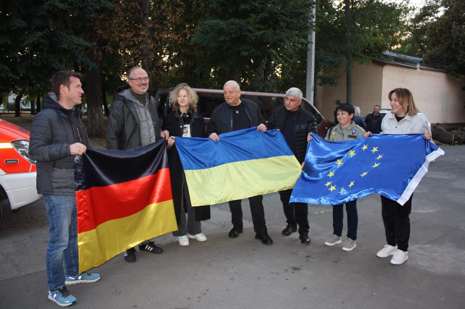 Greeting the German delegation in Zvenyhorodka