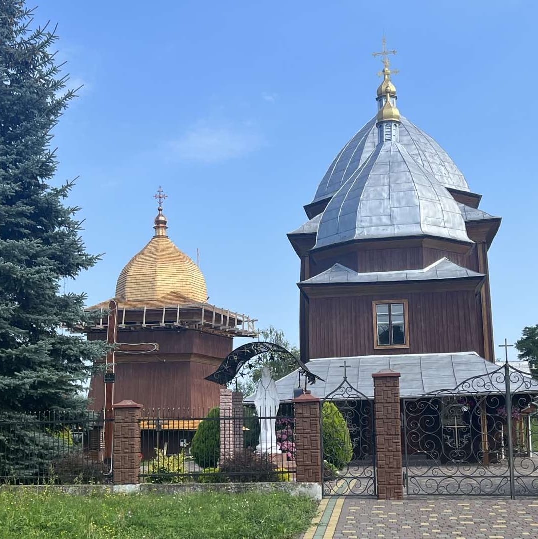 The architectural monument of national significance - the wooden Church of the Cathedral of the Holy Mother of God in the village of Hostyntseve 