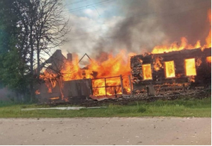 Damaged houses of the community