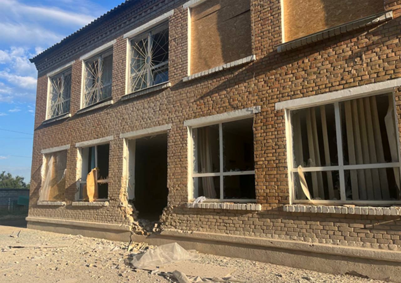 The educational institution after the shelling on September 1, 2022