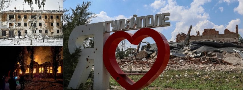 Destruction in the town of Huliaipole after missile attack