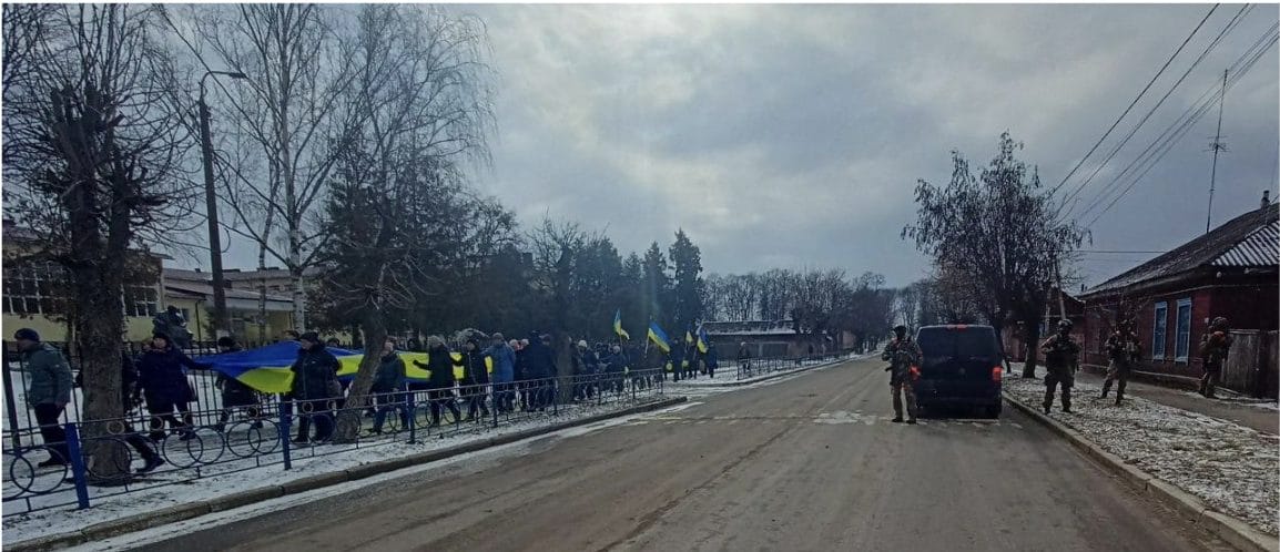 Rally in the town of Horodnia on March 9, 2022