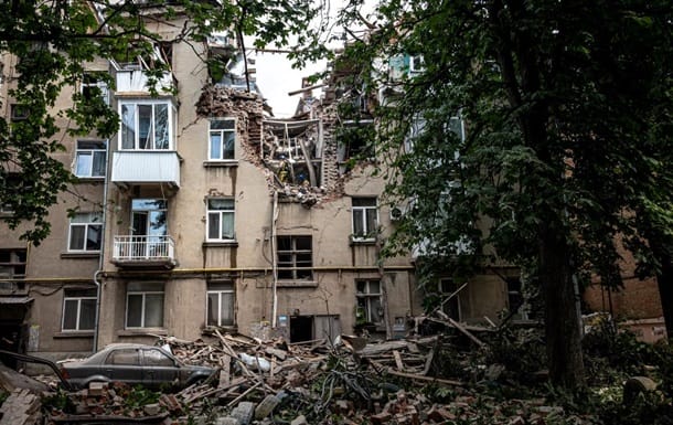 Buildings destroyed by russian shelling