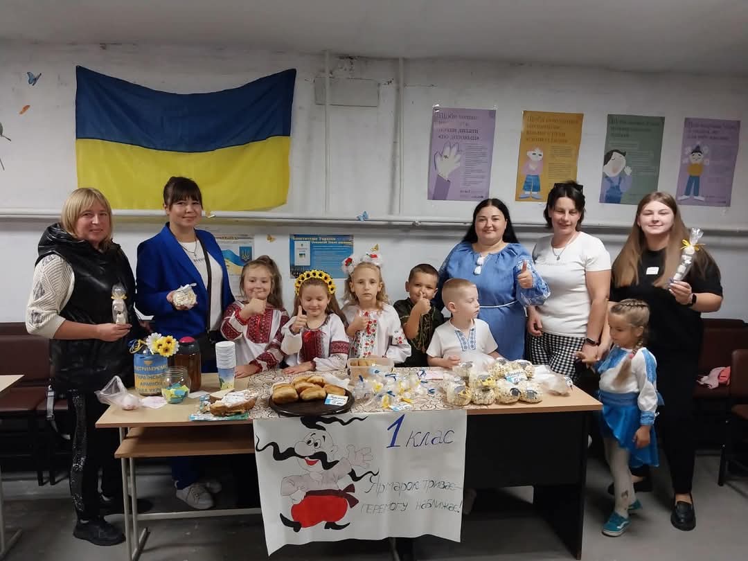 Shelter of Novooleksandrivka gymnasium with children and teachers