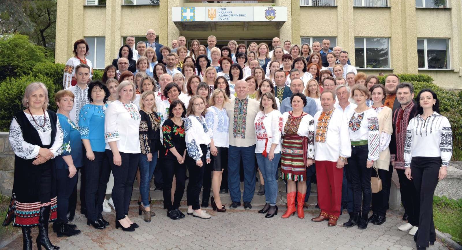 Roman Polikrovskyi with the Zbarazh Town Council staff