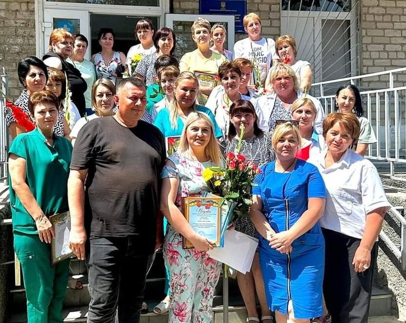 The staff of the Novovorontsovka Central Hospital, headed by Director Oleh Didenko and the staff of the Novovorontsovka Primary Health Care Center