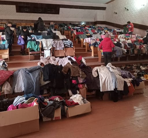 Humanitarian aid collection and distribution point