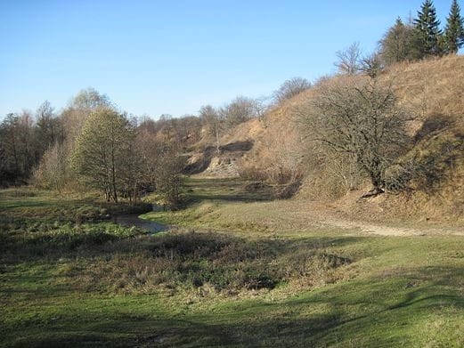 View of the Tiukhterivka River and the Opust tract in Kolodiazhne