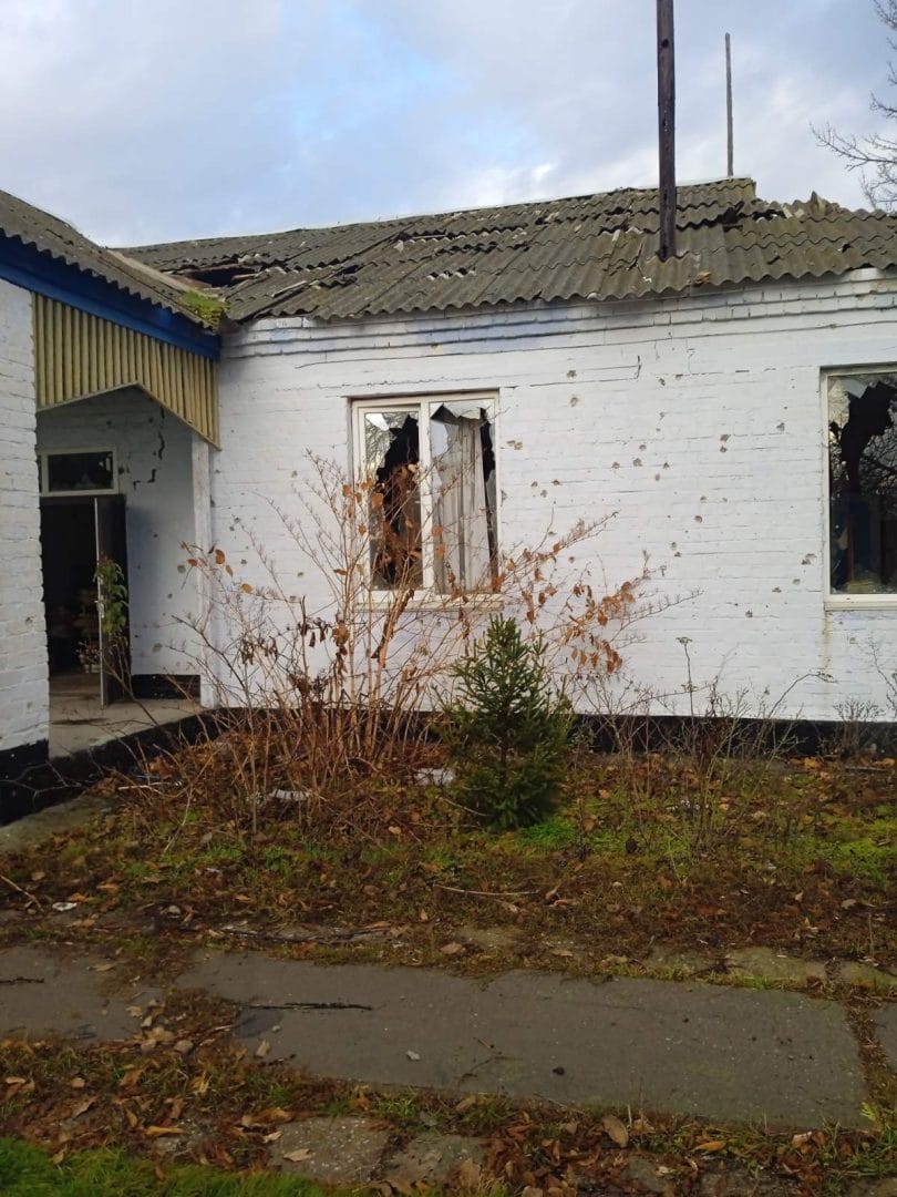 The Myroliubivka paramedic and midwifery station damaged by the occupiers, after de-occupation