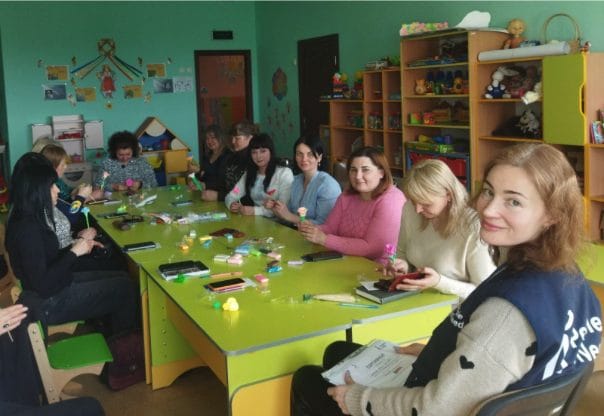 Specialists and teachers of inclusive education receiving certificates for completing training from ‘People in Need’ (photo from Facebook