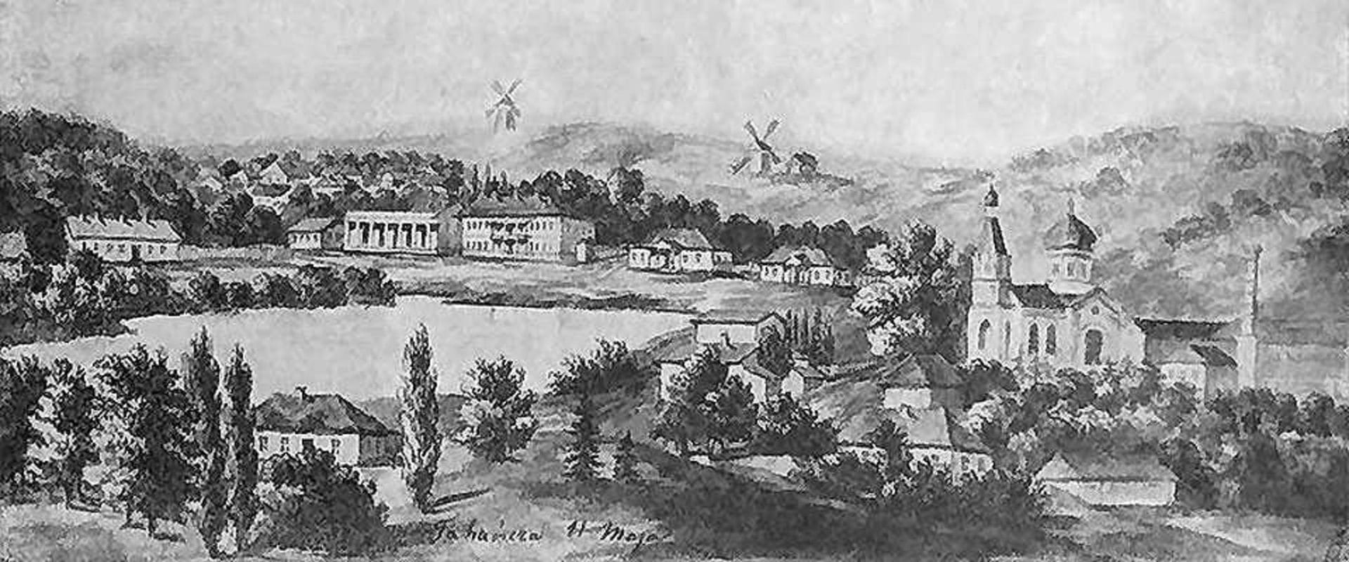 Village of Tahancha in the Stepantsi Community. A drawing by Napoleon Horde, mid-19th century. Historical and Genealogical Archive of Ukraine