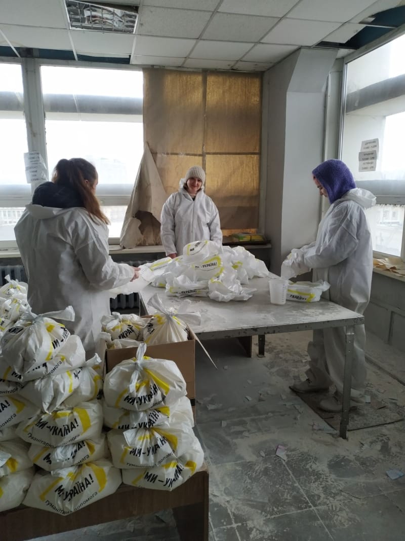 Packing humanitarian aid in Dnipro
