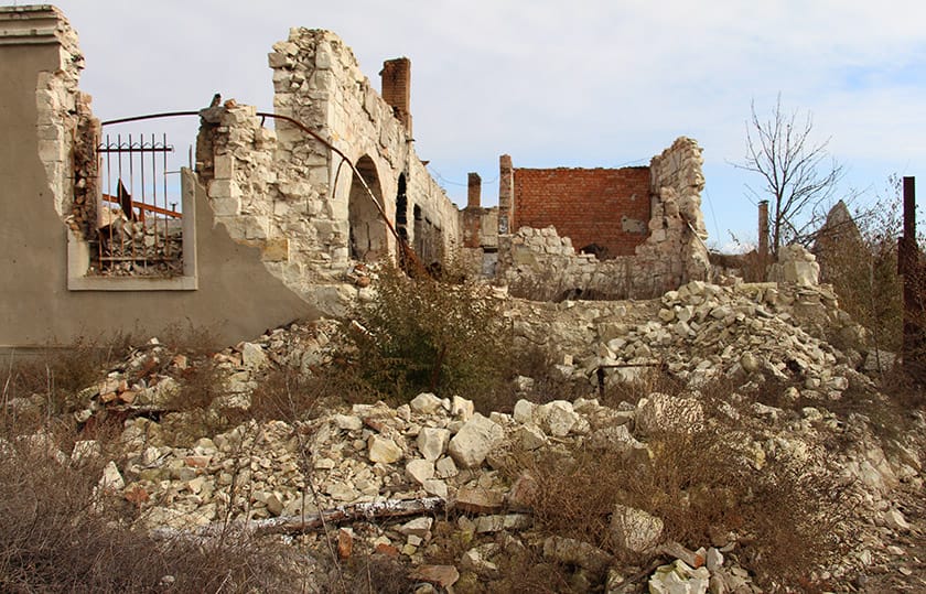 Destroyed residential building