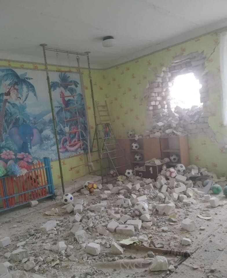 Kindergarten after Russian shelling on 17.02.2022