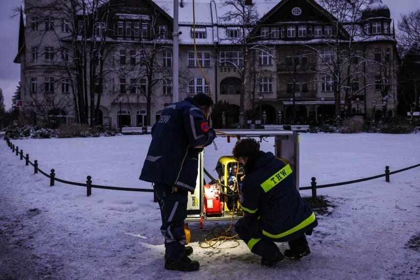 German volunteers during a large-scale power outage in Berlin (Omer Messinger/Getty Images)